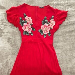 Chic Red Floral Maxi Dress